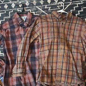 Men's Casual Plaid Button Down Shirt - Brown and Red